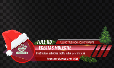 Unique Video headline title or lower third template with santa claus cap or hat on it for christmas and new year concpet design. Vector illustration