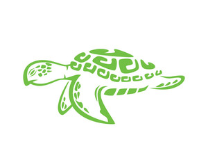 Swimming Turtle in The Ocean Silhouette Illustration