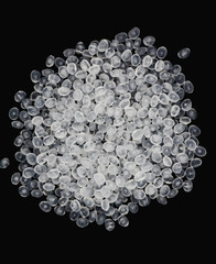 Polypropylene granule close-up background texture.