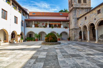 Krka monastery. 14th century Serbian Orthodox Church monastery dedicated to the St. Archangel Michael. Endowment of princess Jelena Nemanjic Subic. Located in Krka National Park, Croatia. Image