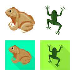 Isolated object of wildlife and bog symbol. Collection of wildlife and reptile stock vector illustration.