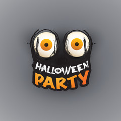 Happy Halloween Card Template - Creepy Face with Pop Out Eyes - Vector Illustration