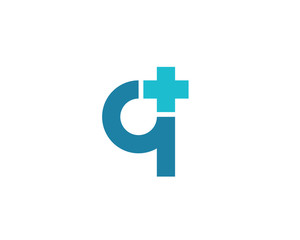 Obraz premium Letter Q cross plus medical logo icon design template elements
