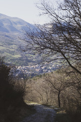 italian village trees in the mountains