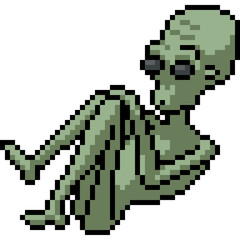 vector pixel art alien corpse