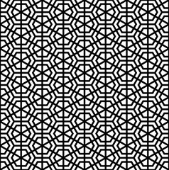 Seamless geometric ornament based on Kumiko pattern.Black color lines.