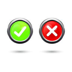 Check box list icons true and false set, green and red isolated on transparent background.
