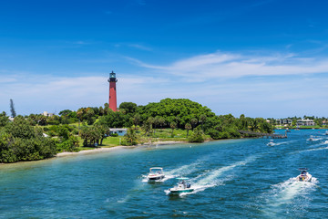 West Palm Beach, Jupiter lighthouse at sunny summer day in Florida