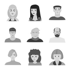 Vector illustration of avatar and creative symbol. Set of avatar and person vector icon for stock.