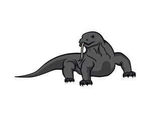 Obraz premium Detailed Crawling Komodo the Indigenous Fauna to Indonesia Illustration