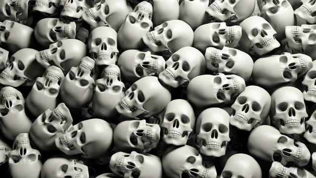 Skulls pile loop animation halloween background