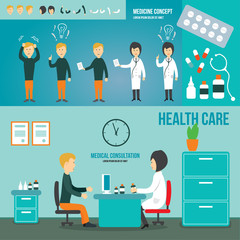 Doctor and patient talking in a medical room. Consultation. Medication
