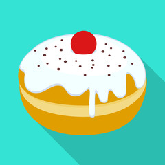 Vector illustration of donut and cream symbol. Graphic of donut and berry stock vector illustration.