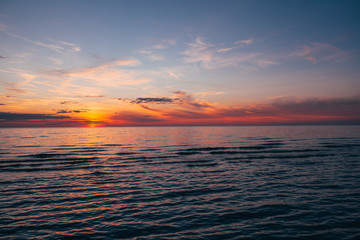 sunset over the sea, dramatic sunset