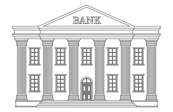 Line Drawing Bank Building Stock Illustration 1484147348