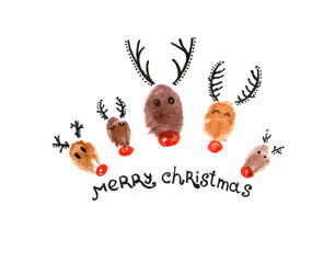 Christmas pattern with deers on a white background.