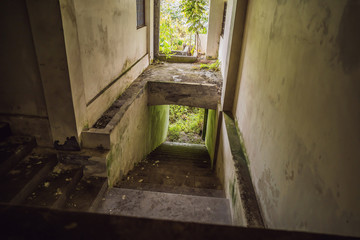 Abandoned and mysterious hotel in Bedugul. Indonesia, Bali Island
