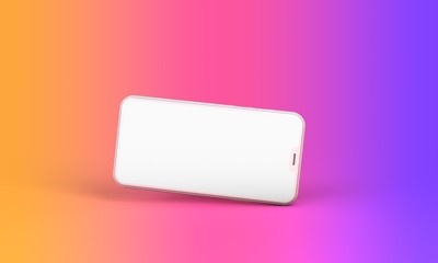 Smartphone mockup with blank white screen and bright background. 3D Render