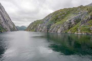 landscape of  narrow fjord , Trollfjord, Norway