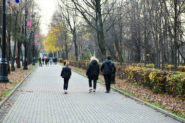 family walk in the park