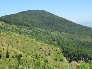 Fototapeta na wymiar Mountain Yuhor Jagodina Serbia green slopes and elevations