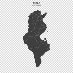 political map of Tunis isolated on transparent background