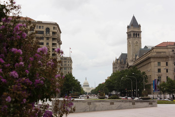 Fototapeta na wymiar Beautiful view looking south-eastwards along Pennsylvania Avenue NW towards the U.S Capitol, Penn Quarter, Washington DC