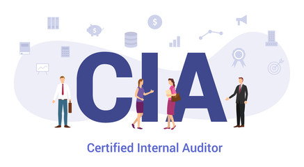cia certified internal author concept with big word or text and team people with modern flat style - vector - obrazy, fototapety, plakaty