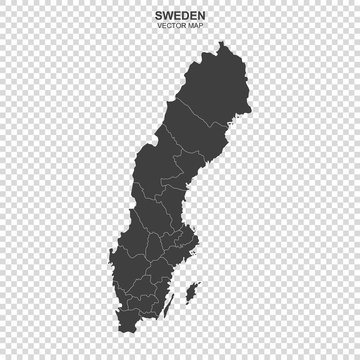 political map of Sweden isolated on transparent background