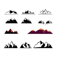 logo with mountains. Silhouettes with mountains. Vector.