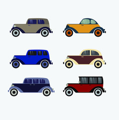Set of retro cars.