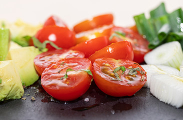 Avocado. Meal. Food. Tomato. Spring. Onion. Salad