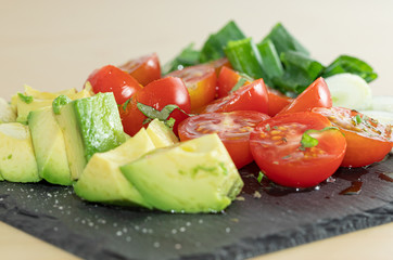 Avocado. Spring. Onion. Tomato. Food. Meal. Salad