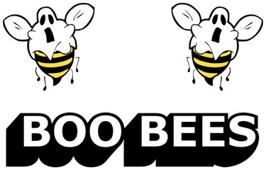 Boo Bees - Halloween vector illustration of two funny bees as a spook - useful for t shirt design