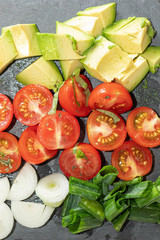 Avocado. Tomato. Meal. Food. Spring Onion. Salad