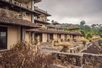 Abandoned and mysterious hotel in Bedugul. Indonesia, Bali Island