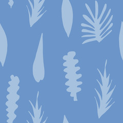 Seamless pattern with exotic leaves in cartoon style.