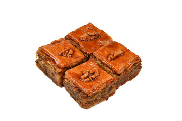 Tasty baklava isolated on white background.