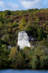 Fototapeta na wymiar White cliffs and Seine river valley in the Vexin regional nature park