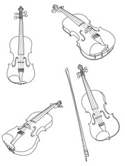 Classic violin with bow vector. Vector violin and bow isolated on white background