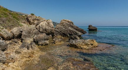 rock on seashore on zakynthos