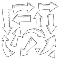 Arrow doodle sketch element vector set isolated on a white background.