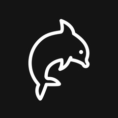 Dolphin icon, aquatic mammal vector icon for animal apps and websites
