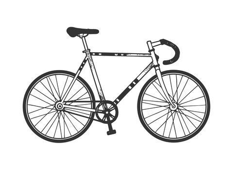 Track bike sport bicycle sketch engraving vector illustration. T-shirt apparel print design. Scratch board style imitation. Hand drawn image.