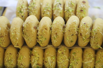 Mathura pede Indian sweets close up
