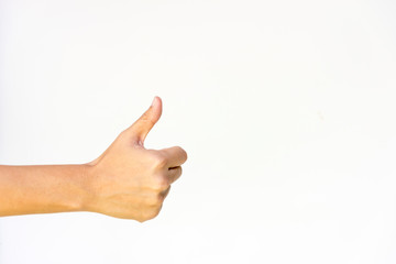 hand with thumb finger isolated on white background