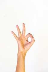 ok sign hand palm finger raising number three