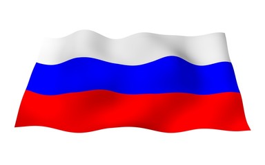 Waving flag of the Russian Federation. The National. State symbol of the Russia. 3D illustration