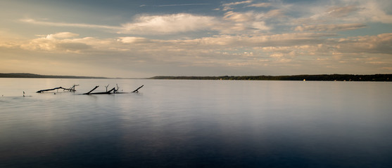 discovering  lake starnberg in bavaria germany during sunset 