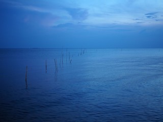 The sea in blue hour at bangpu thailand